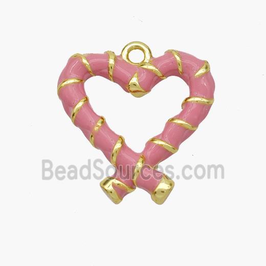 Copper Heart Pendant Pink Enamel Gold Plated