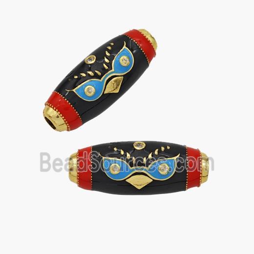 Copper Rice Beads Enamel Bird Gold Plated