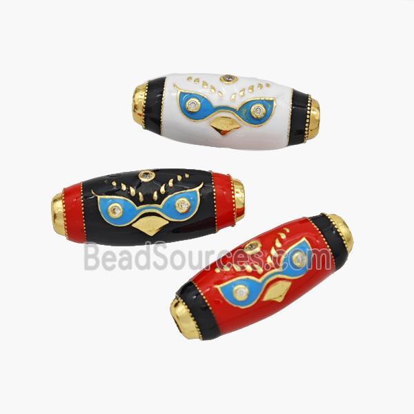 Copper Rice Beads Enamel Bird Gold Plated Mixed