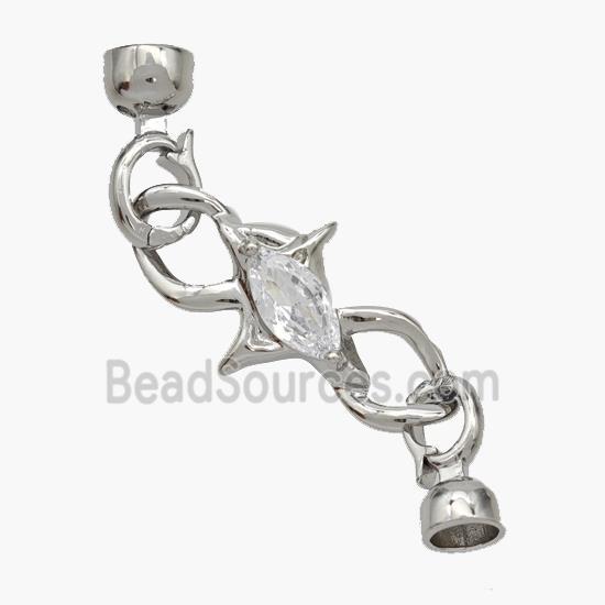 Copper Clasp Pave Zirconia Cordend Platinum Plated