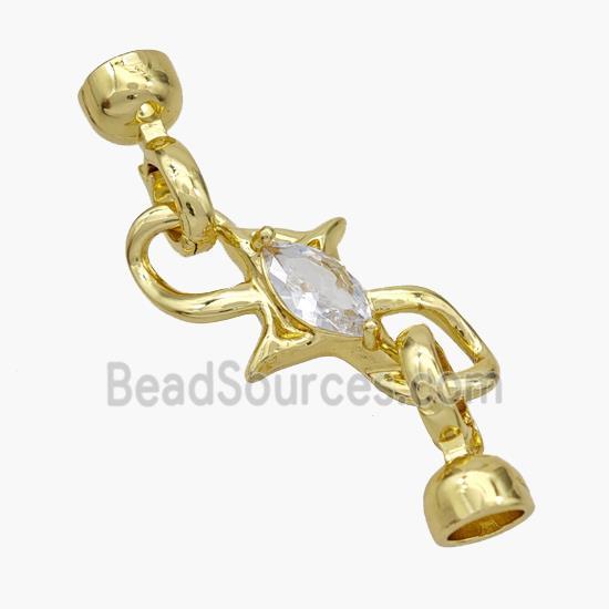 Copper Clasp Pave Zirconia Cordend Gold Plated