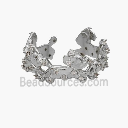 Copper Rings Pave Zirconia Dog Platinum Plated