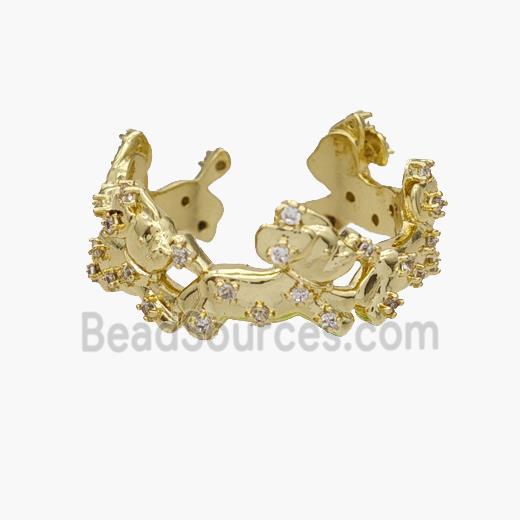 Copper Rings Pave Zirconia Dog Gold Plated