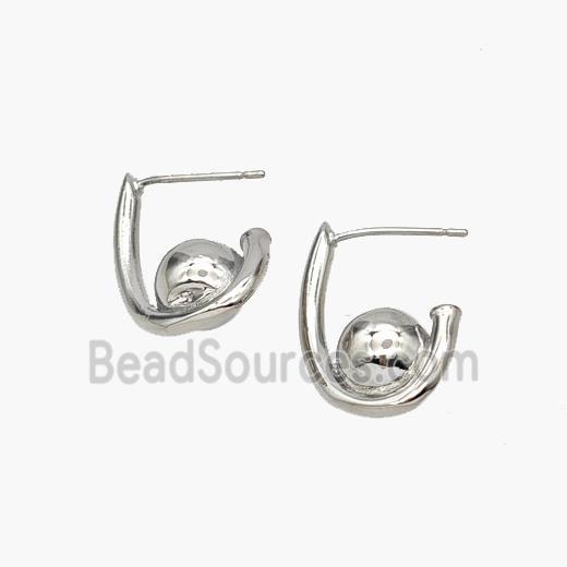 Copper Stud Earrings Platinum Plated