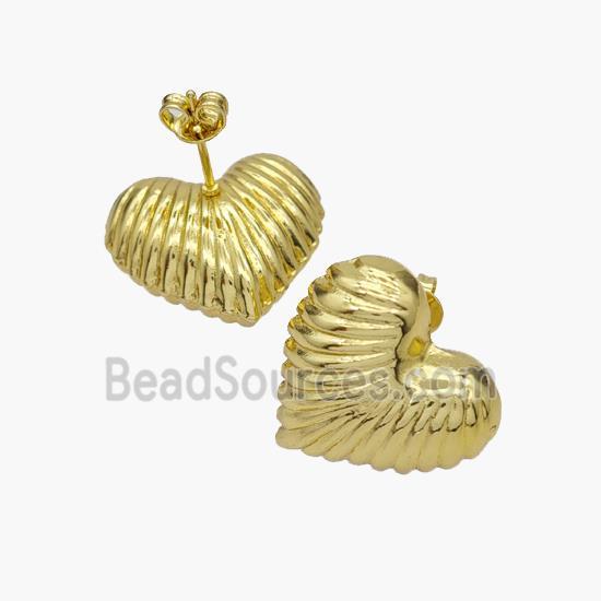 Copper Heart Stud Earrings Gold Plated