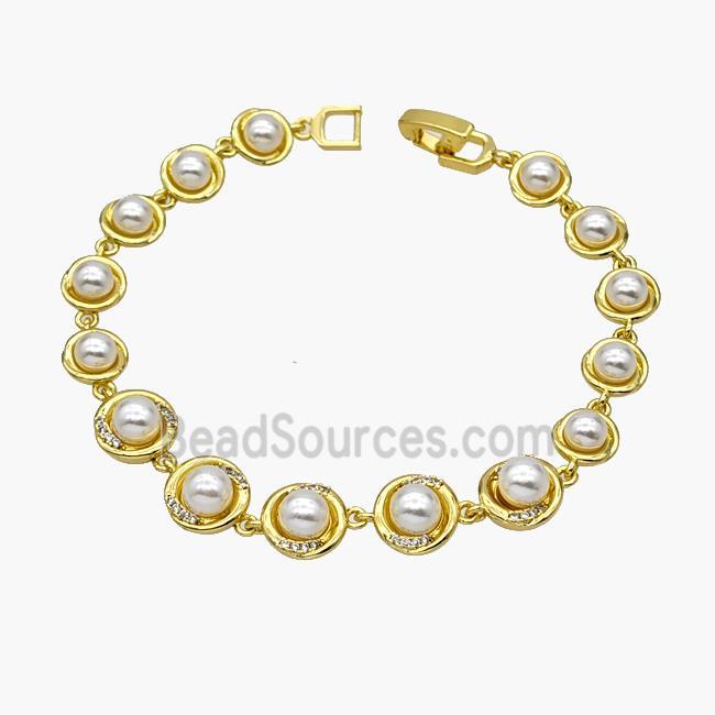 Copper Bracelet Pave Pearlized Resin Gold Plated