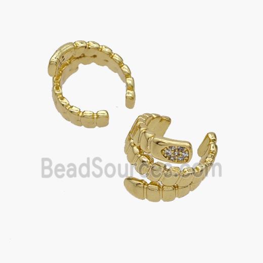 Copper Clip Earrings Pave Zirconia Gold Plated