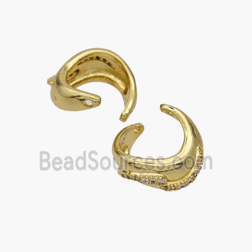 Copper Clip Earrings Pave Zirconia Gold Plated