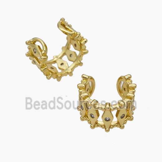 Copper Clip Earrings Pave Zirconia Gold Plated