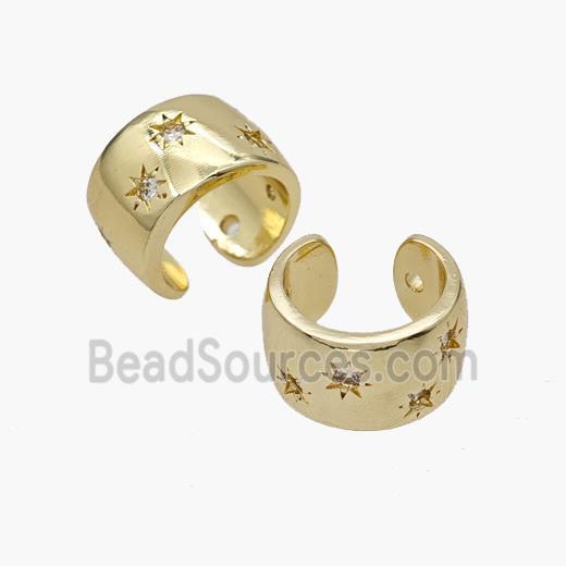 Copper Clip Earrings Pave Zirconia Gold Plated