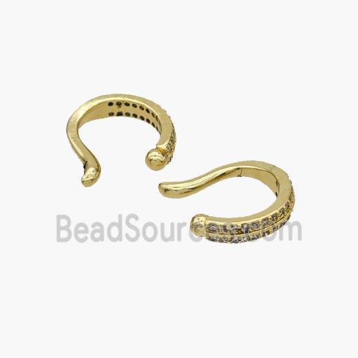 Copper Hook Earrings Pave Zirconia Gold Plated