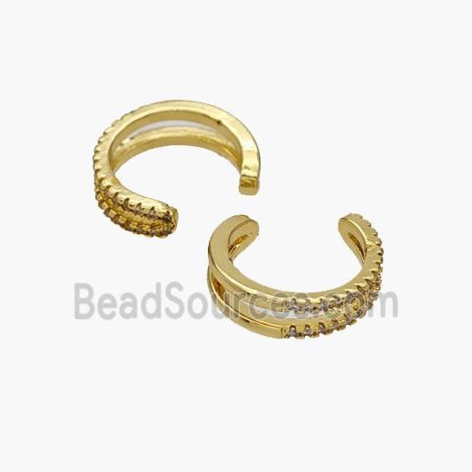 Copper Clip Earrings Pave Zirconia Gold Plated