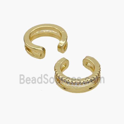 Copper Clip Earrings Pave Zirconia Gold Plated