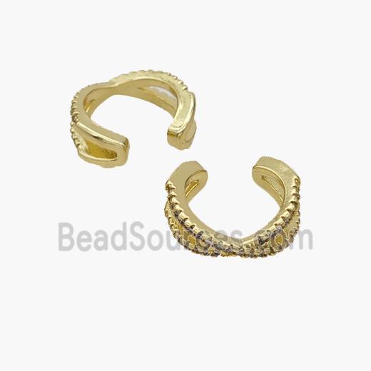 Copper Clip Earrings Pave Zirconia Gold Plated