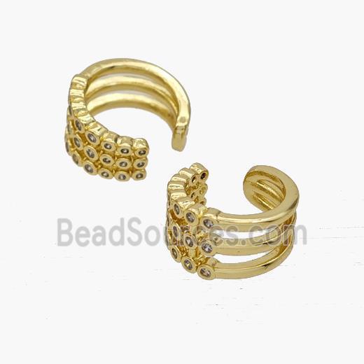 Copper Clip Earrings Pave Zirconia Gold Plated