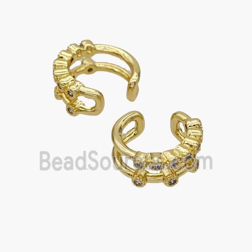 Copper Clip Earrings Pave Zirconia Gold Plated