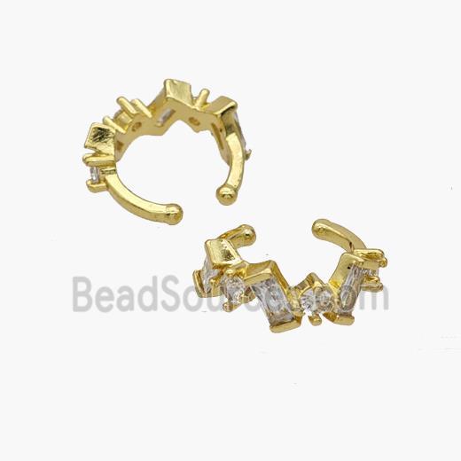 Copper Clip Earrings Pave Zirconia Gold Plated