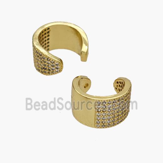 Copper Clip Earrings Pave Zirconia Gold Plated