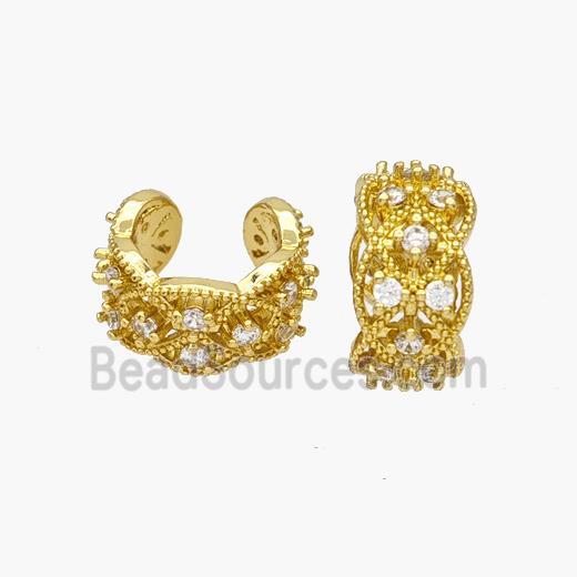 Copper Clip Earrings Pave Zirconia Gold Plated