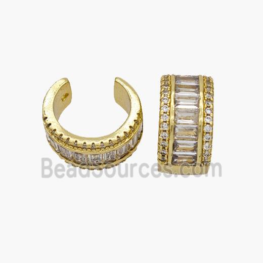 Copper Clip Earrings Pave Zirconia Gold Plated