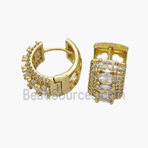 Copper Hoop Earring Pave Zirconia Gold Plated