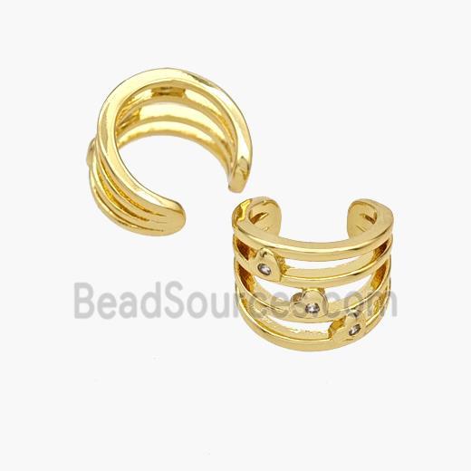 Copper Clip Earrings Pave Zirconia Gold Plated