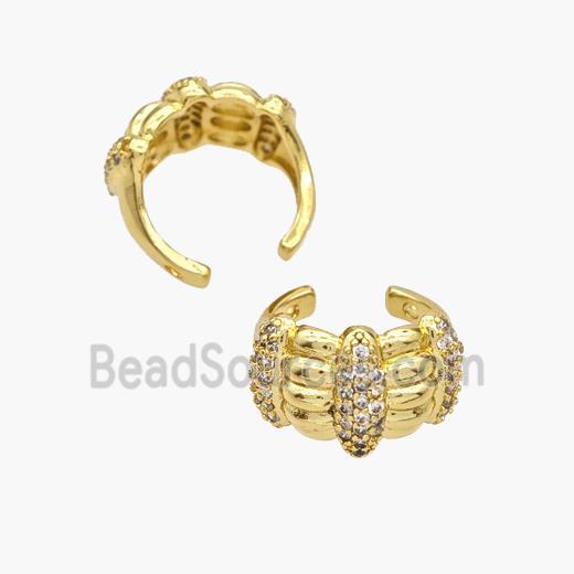 Copper Clip Earrings Pave Zirconia Gold Plated
