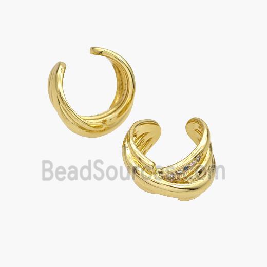 Copper Clip Earrings Pave Zirconia Gold Plated