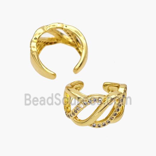 Copper Clip Earrings Pave Zirconia Gold Plated