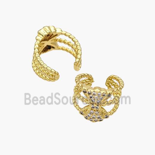 Copper Clip Earrings Pave Zirconia Gold Plated