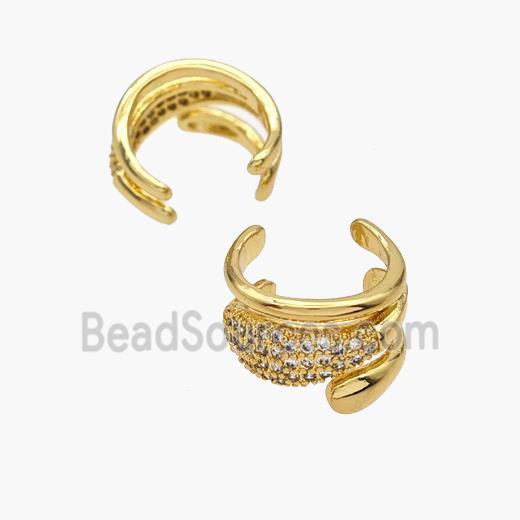 Copper Clip Earrings Pave Zirconia Gold Plated