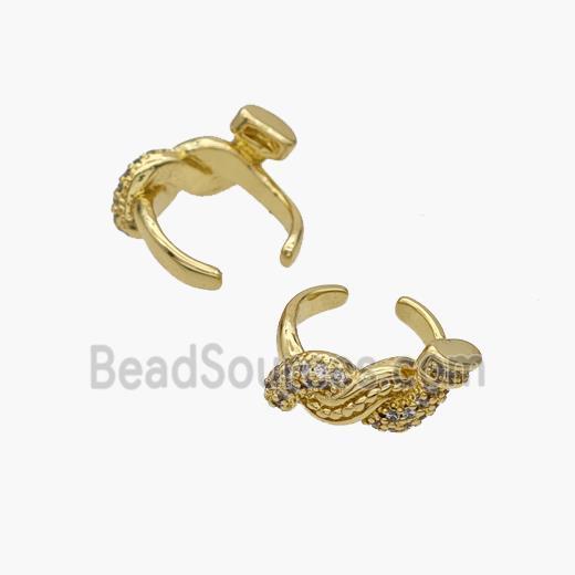 Copper Clip Earrings Pave Zirconia Gold Plated