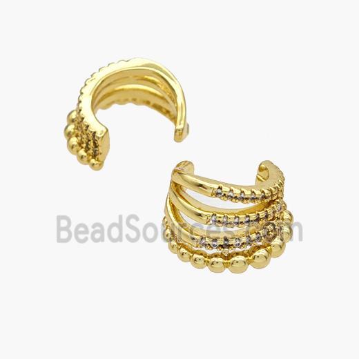 Copper Clip Earrings Pave Zirconia Gold Plated