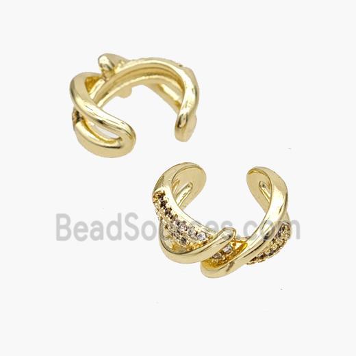 Copper Clip Earrings Pave Zirconia Gold Plated