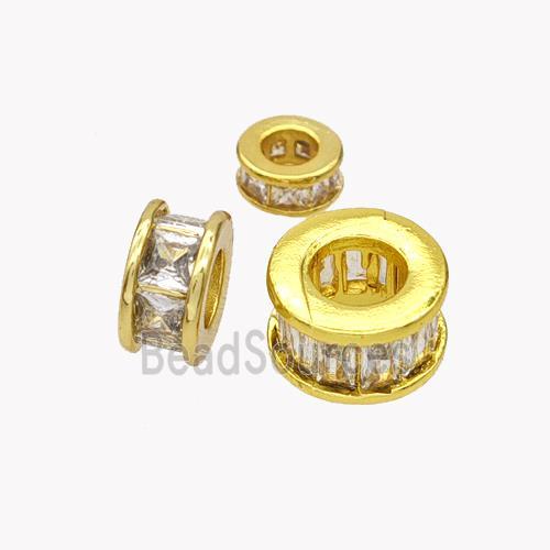 Copper Heishi Spacer Beads Pave Zirconia Gold Plated