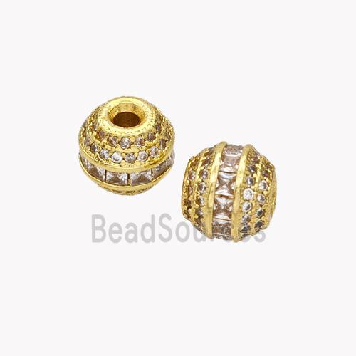 Copper Round Beads Micropave Zirconia Gold Plated