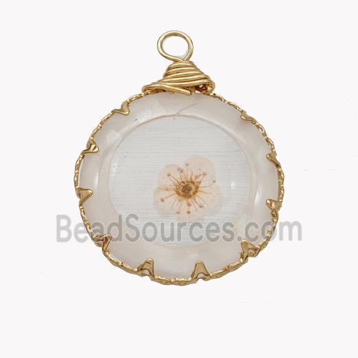 Acrylic Flower Pendant Gold Plated