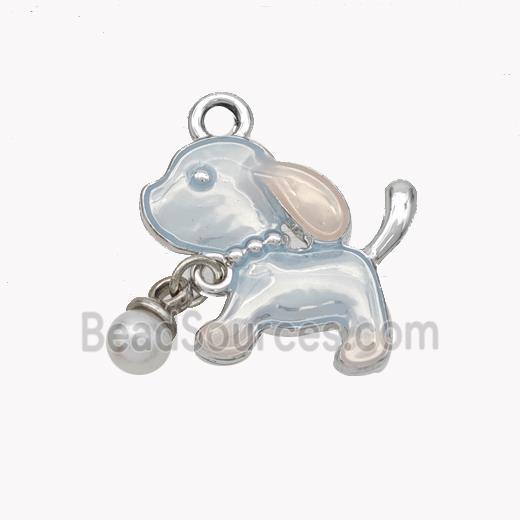 Acrylic Dog Pendant Platinum Plated