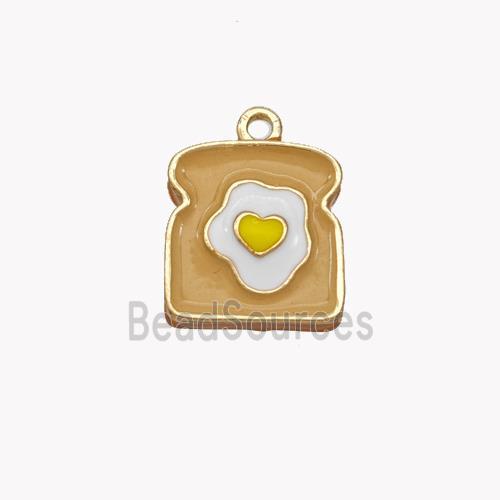 Fired Egg Charms Copper Pendant White Enamel Gold Plated