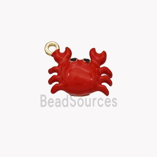 Copper Crab Pendant Red Enamel Gold Plated