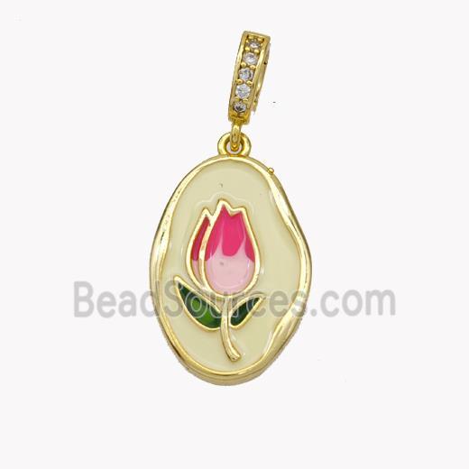 Copper Flower Pendant Enamel Gold Plated