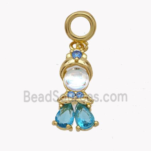 Copper KidBoys Pendant Pave Cateye Glass Gold Plated