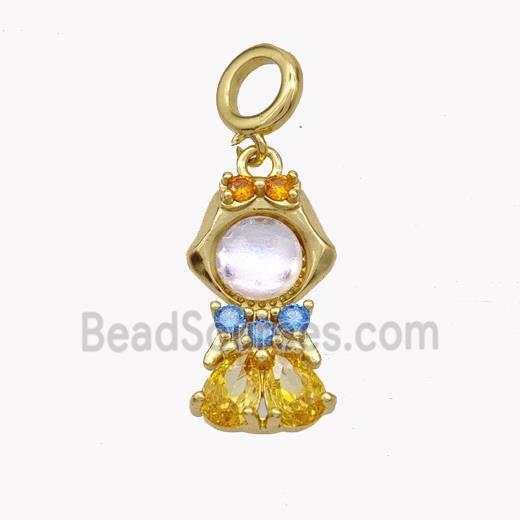 Copper KidGirls Pendant Pave Cateye Glass Gold Plated