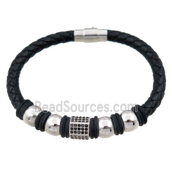 PU leather bracelet with magnetic clasp