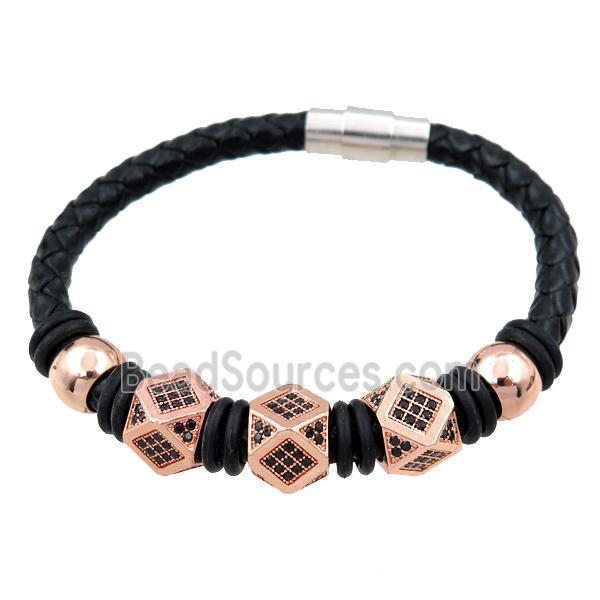 PU leather bracelet with magnetic clasp