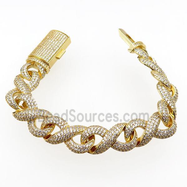 copper bracelets pave zircon, gold plated