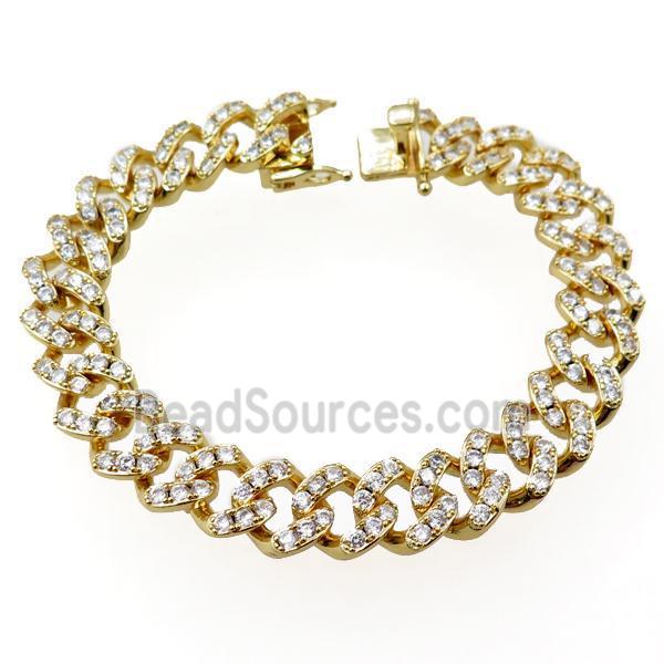 copper bracelet pave zircon, gold plated