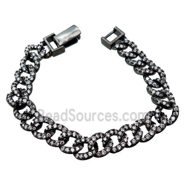 copper bracelet pave zircon, black gunmetal plated