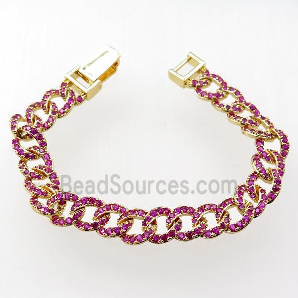 copper bracelet pave zircon, gold plated