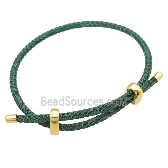 darkgreen Tiger Tail Steel Bracelet, adjustable